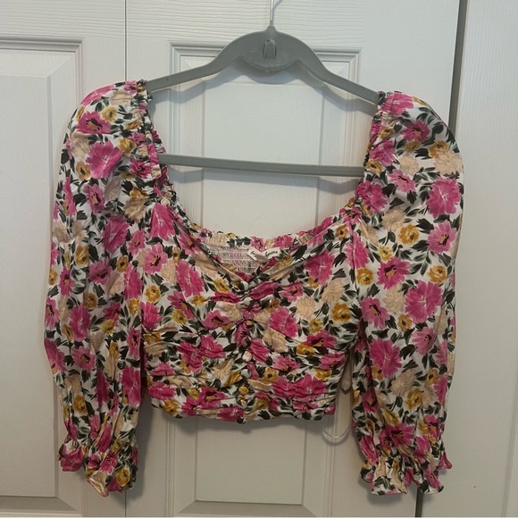 For Love And Lemons Floral Pink Crop Top - Picture 3 of 6